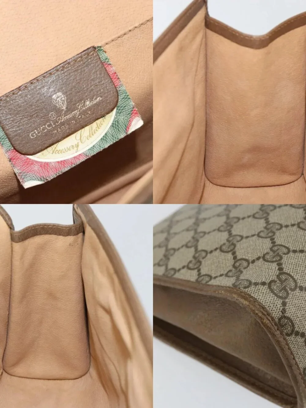 GUCCI GG Supreme Web Sherry Line Clutch Bag PVC Beige Red 89 01 031 Auth 145911